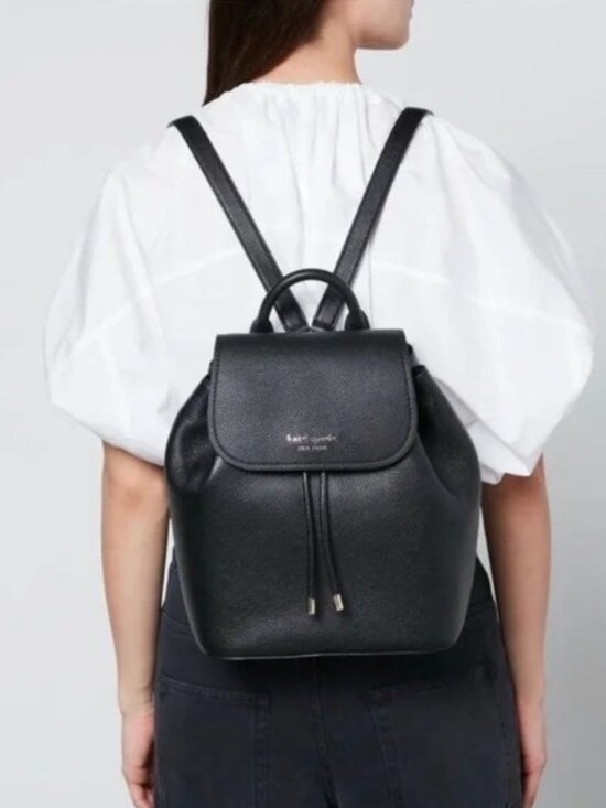 Kate Spade Black Pebbled Leather Backpack M Adjustable Straps  Great Condition main image 6